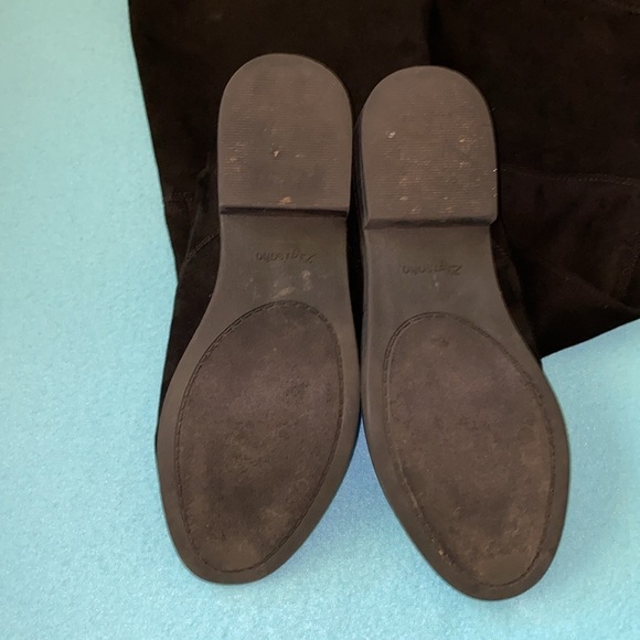 ZIGI SOHO Karsten over the knee faux suede slip on tie at top black boots size 8 - Picture 6 of 12